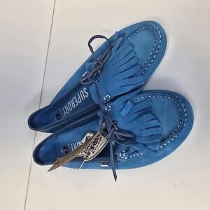 NWT Superdry Men's Blue Suede‎ Moccasins with Fringe Detail 6 / 39